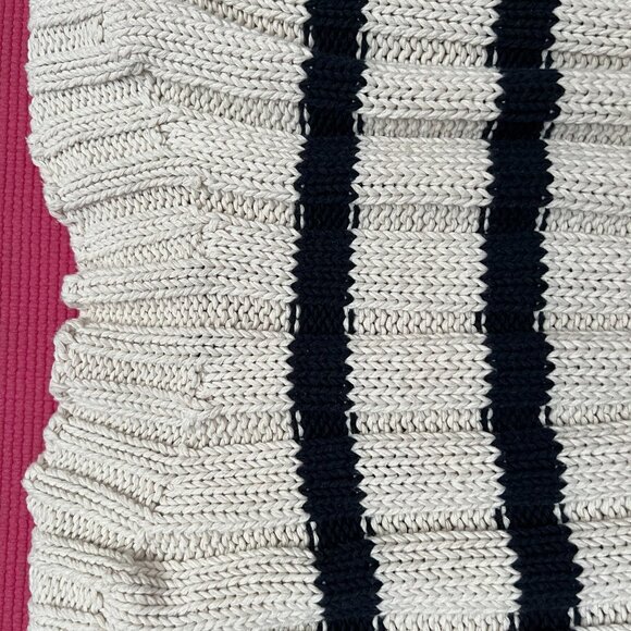 Zara chunky-knit cotton striped sweater, size S, cream/black - Picture 5 of 9